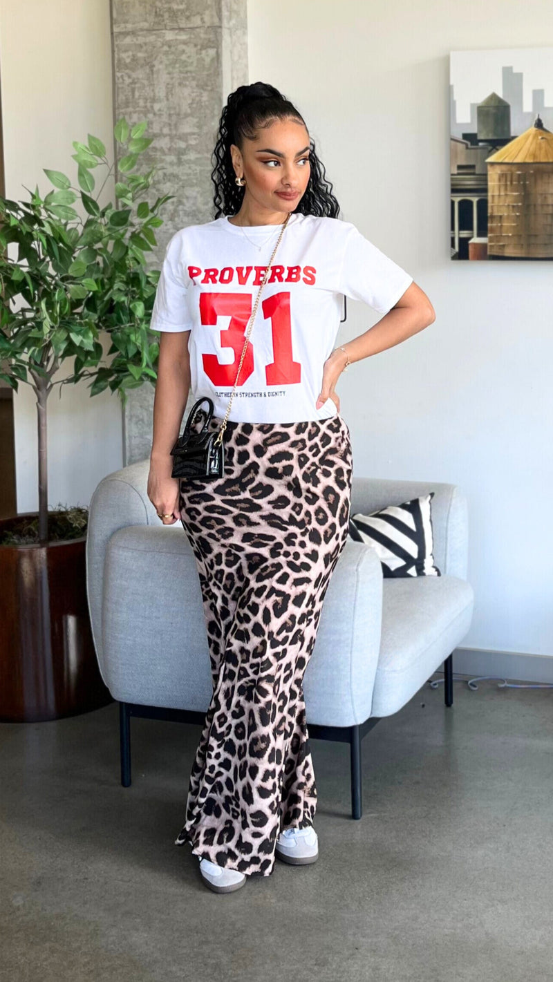 Maxi Leopard Satin Skirt