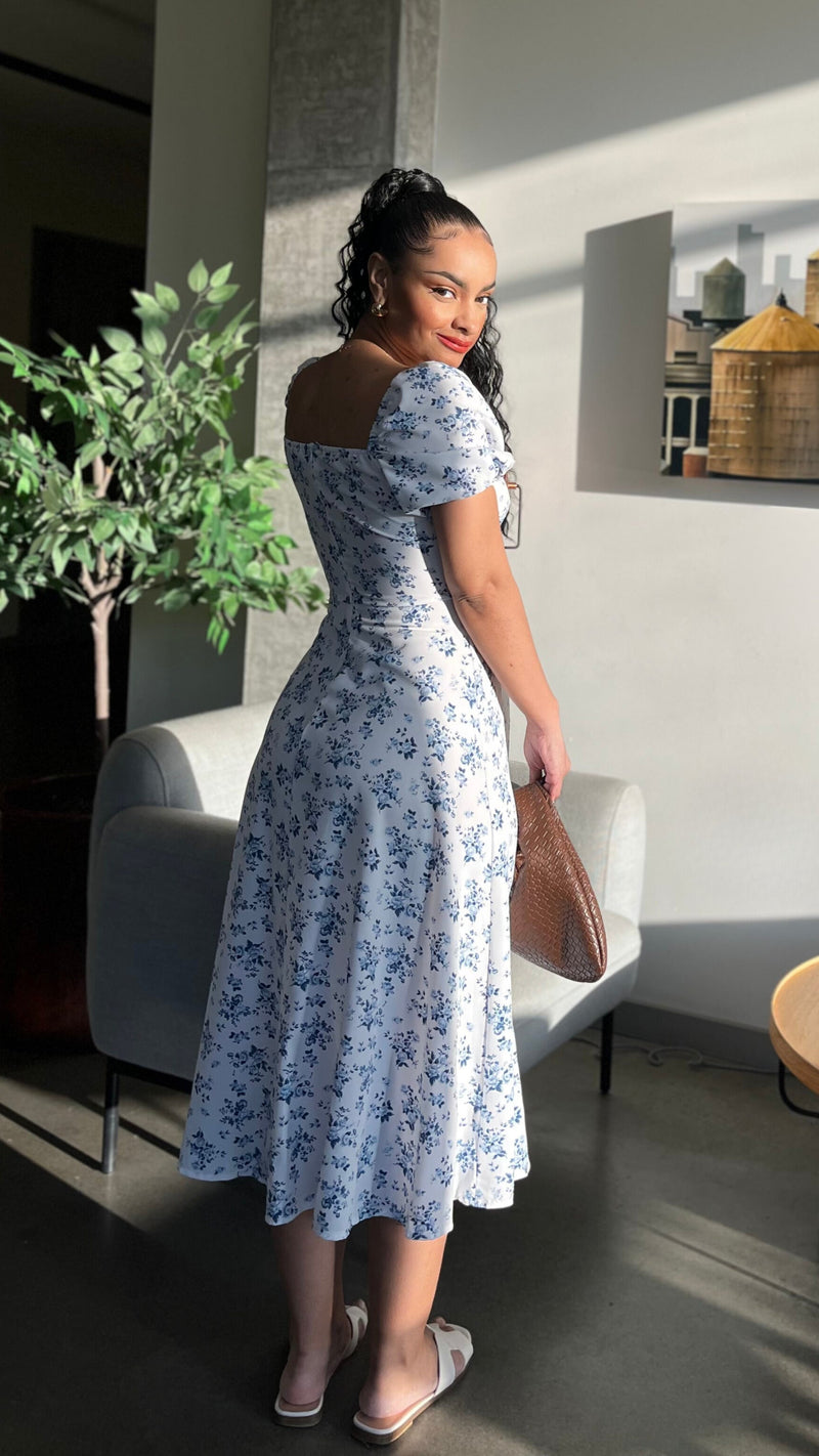 Ruth Floral Front Slit Modest Dress