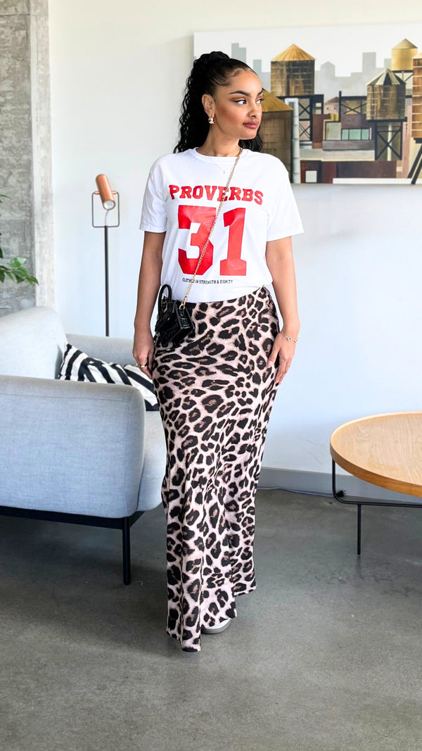 Maxi Leopard Satin Skirt