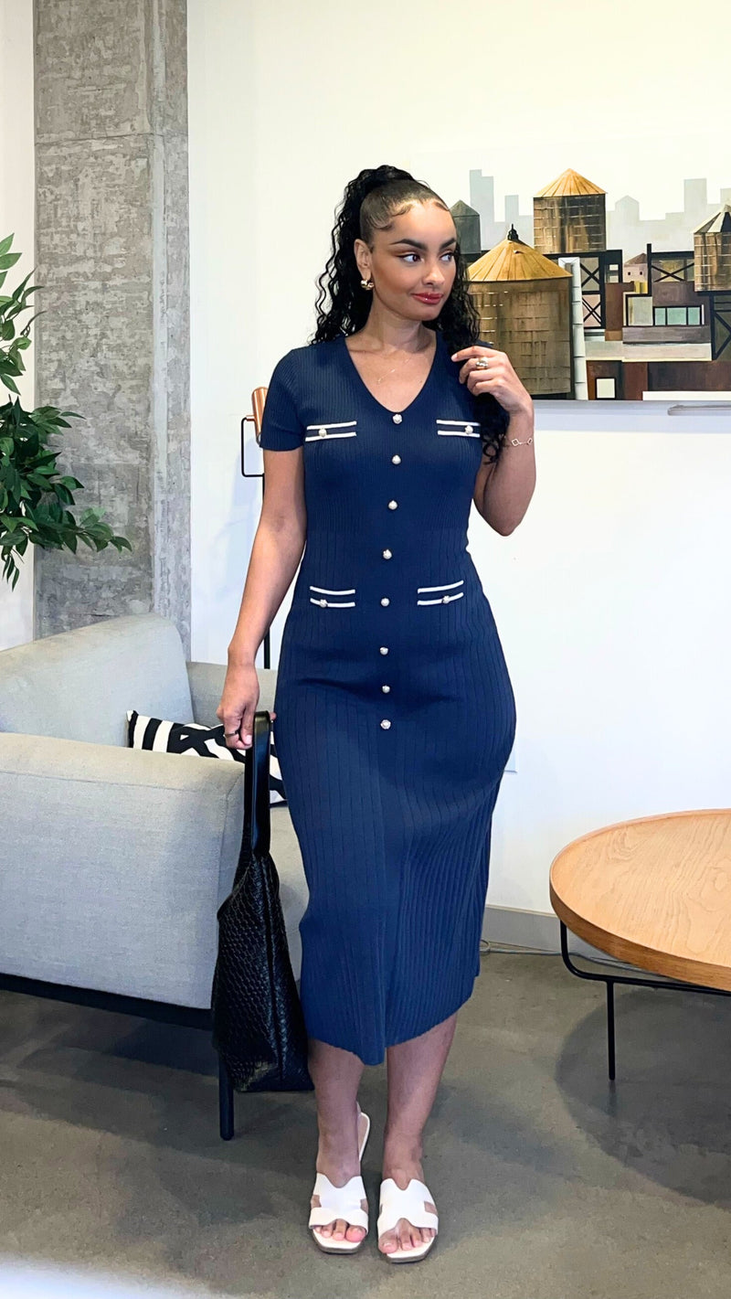 Rachel Pearl Midi Sweater Dress