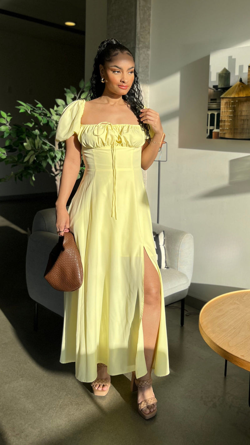 Esther Off Shoulder Front Slit Dress