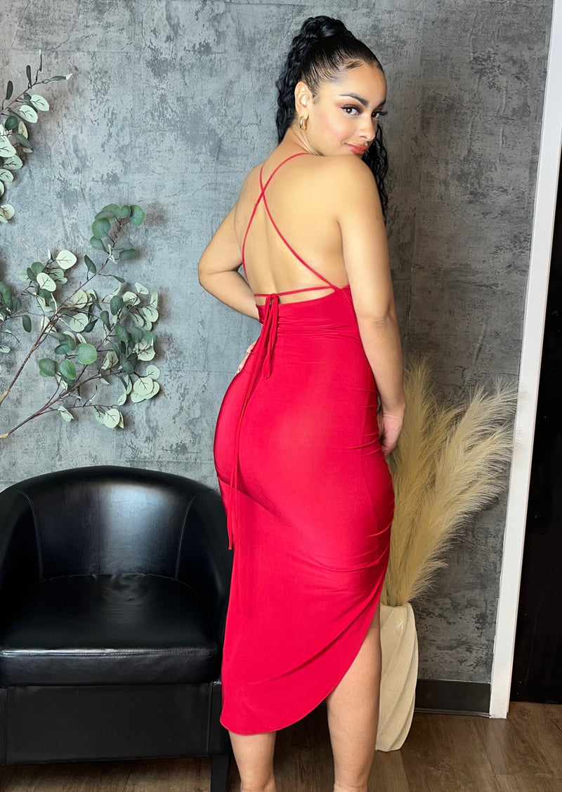 Style & Grace Midi Dress (Red)