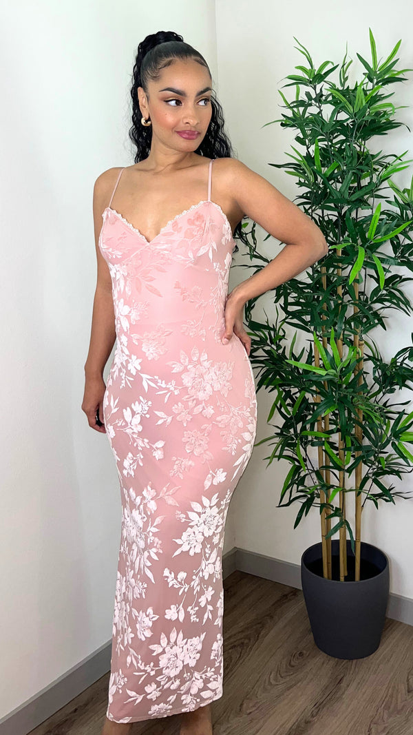 Rose Jacquard Maxi Dress