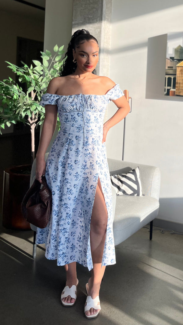 Ruth Floral Front Slit Modest Dress
