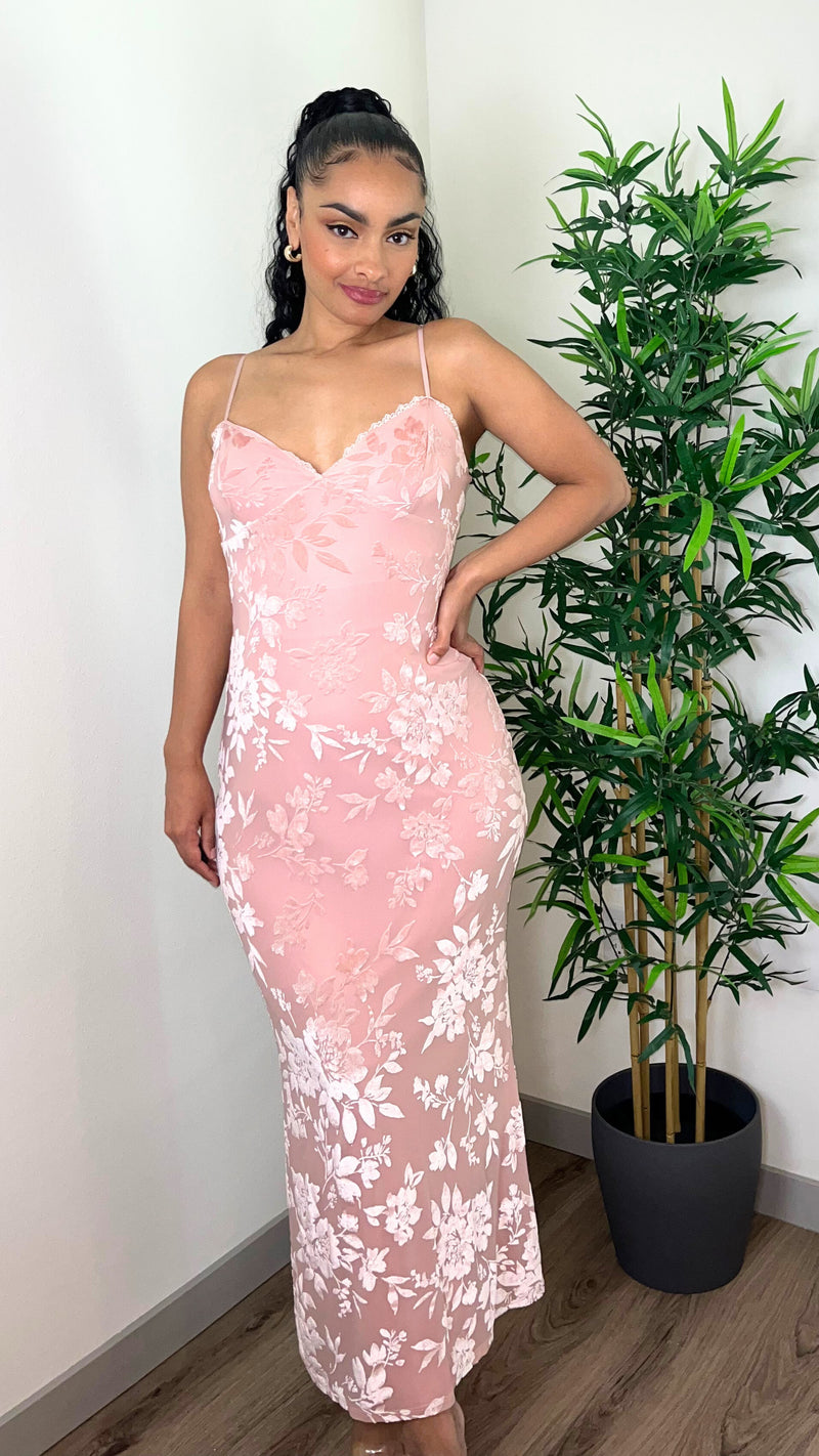 Rose Jacquard Maxi Dress