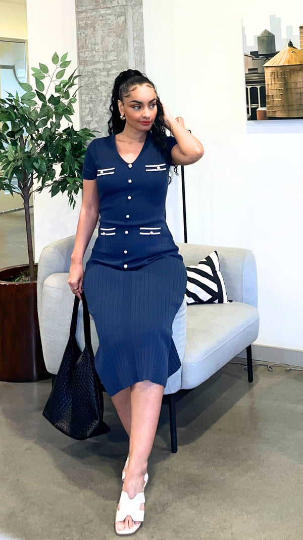 Rachel Pearl Midi Sweater Dress